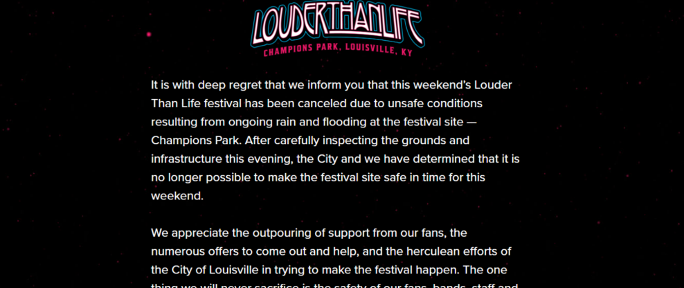 Louder Than Life Canceled Because Of Flooding