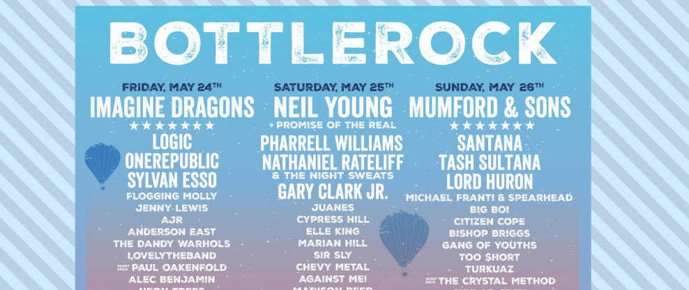 BottleRock Announces 2019 Lineup Including Headliners Mumford & Sons, Imagine Dragons, and Neil Young